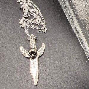 Silver Dagger Pendant Necklace